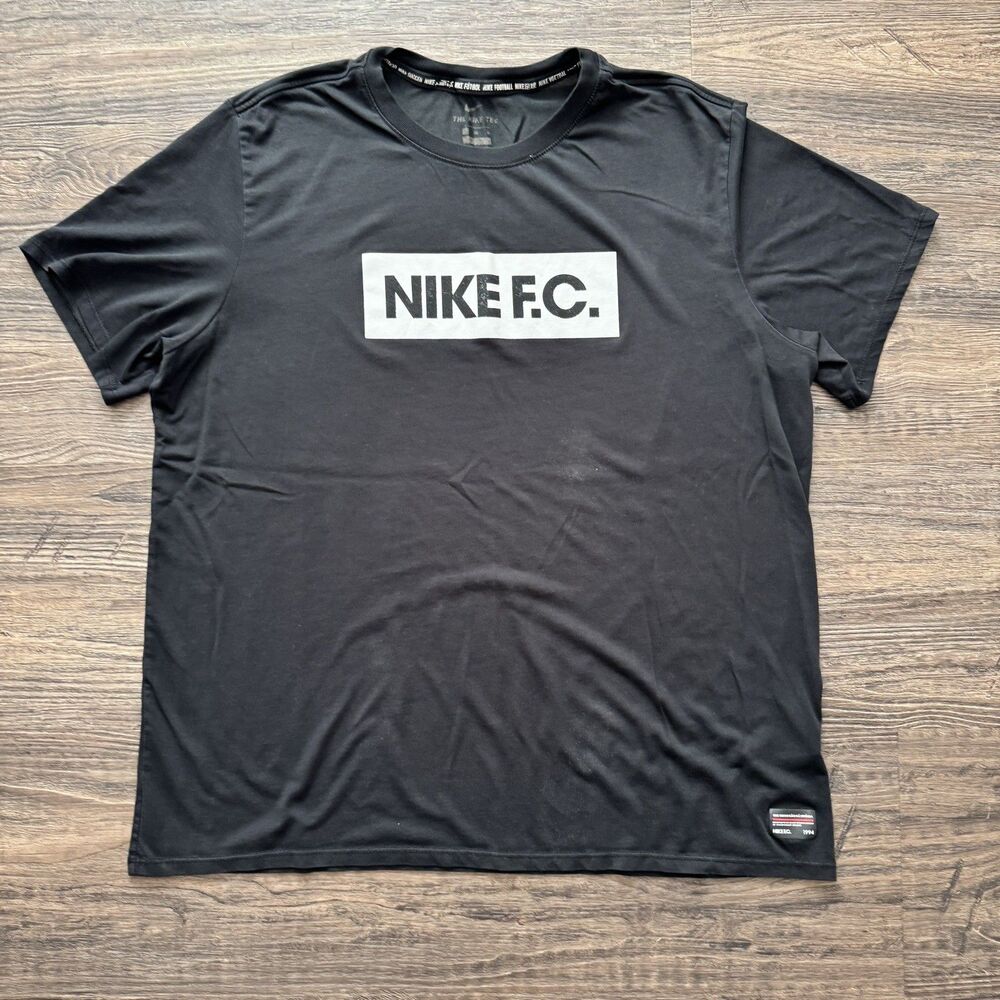 Nike FC Dri-FIT Shirt Mens XL Black White Box Logo Soccer Tee AJ7413-010